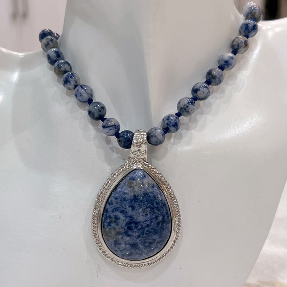 Jewelry - Blue Spot Jasper Pendant Necklace